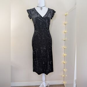 Garage Black Crushed Velvet Midi Dress